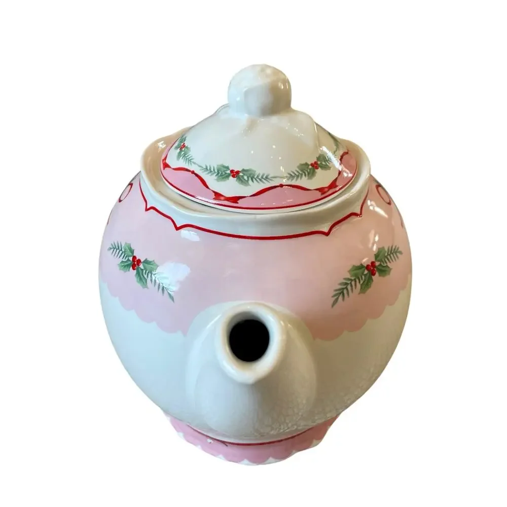 PINKMAS Pink Bows Christmas Tree Teapot 7 x 10